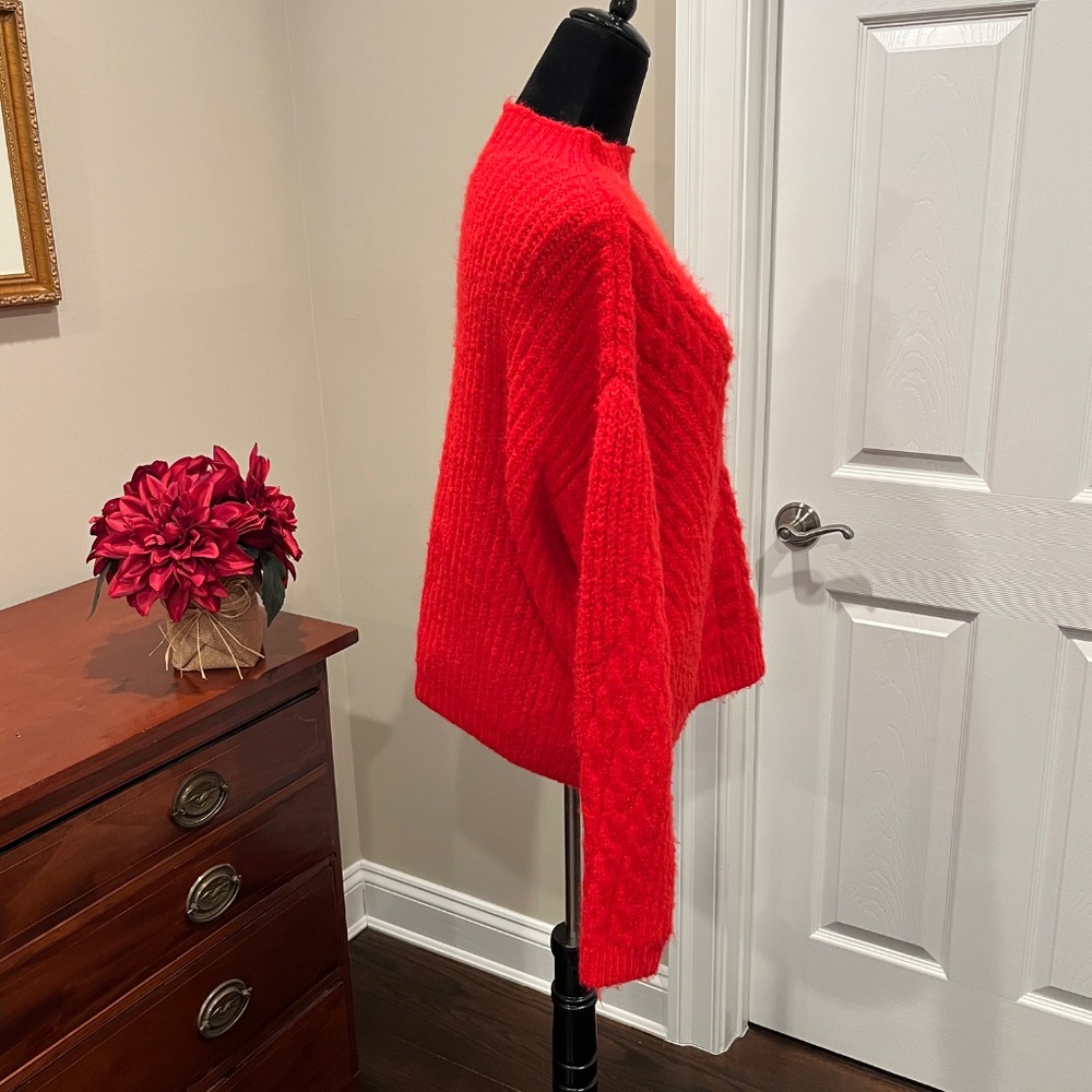 Universal Thread Red Fuzzy Knit Pullover Mockneck… - image 3